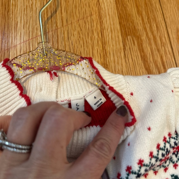 Janie and Jack White and Red A-line Dress with Puff Sleeves and Peter Pan Collar - Picture 4 of 5